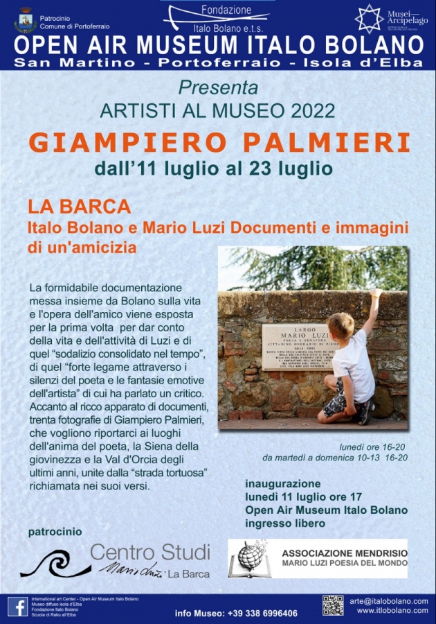 Comunicato della Fondazione Italo Bolano. Giampiero Palmieri lunedì 11 luglio espone